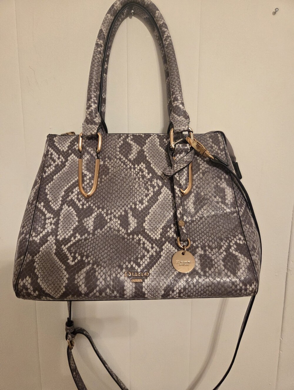 Dune Snake-Print Crossbody Satchel - Gray